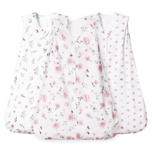 david's kids 3 Pack 100% Cotton Baby Sleep Sack 0-6 Months, Ultra Soft Baby Wearable Blankets with 2-Way Zipper, Comfy Sleeping Bags for Infant Newborn Boys Girls Neutral, Small Size, Floral