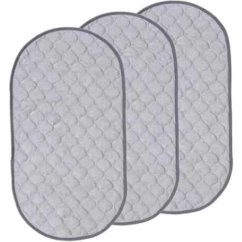 PandaEar 3 Pack Waterproof Cotton Changing Pad Liners, Quilted Absorbent Bassinet Liners Reusable Portable Changing Table Pad, Ultra Soft, Washable (Grey 14” x 26”)