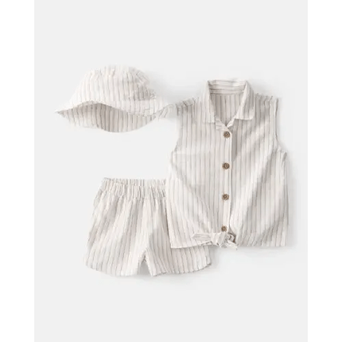 Baby Girl 3-Piece Striped Sleeveless Top & Short Set | Size 18 Months