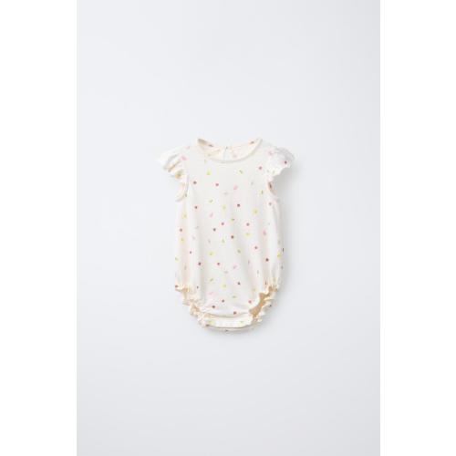 FRUIT RUFFLE ROMPER - Ecru | ZARA United States