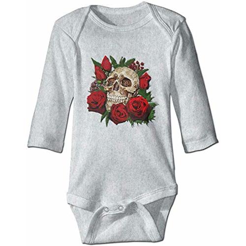 Rose Skull Gothic Style Unisex Baby Long Sleeve Romper Jumpsuit Infant Bodysuit