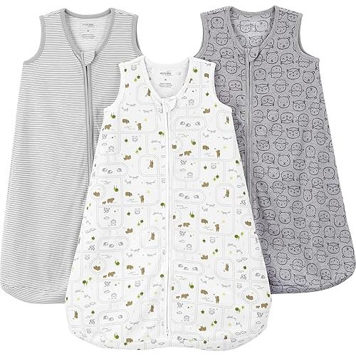 Simple Joys by Carter's Unisex-Baby 3-Pack Cotton Wearable Blankets, Animal/Stripe, Small