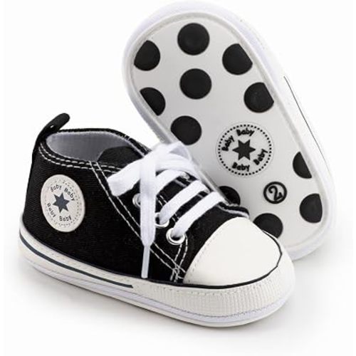 Unisex Baby Boy Girl Canvas Sneaker Soft Sole Infant Lace up Newborn Ankle Toddler First Walkers Crib Shoes