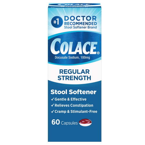 Colace Regular Strength Stool Softener, Capsules, 100mg, 60 Count HSA/FSA Eligible