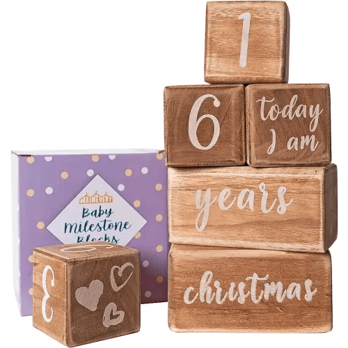 Baby Monthly Milestone Blocks for Baby Boy, Month Baby Milestone Blocks, Age Blocks for Nursery Decor, Best Baby Gifts for Baby Shower, Newborn Photography Props Social Media