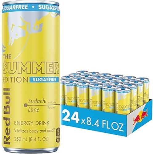Red Bull Sugar-Free Summer Edition Sudachi Lime Energy Drink, with 80mg Caffeine plus Taurine & B Vitamins, 8.4 Fl Oz, Pack of 24 Cans