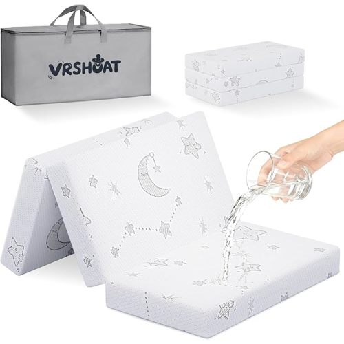 Trifold Pack and Play Mattress 38’’x26’’x3’’ Portable Pack N Play Mattresses with Washable Cover Waterproof Travel Crib Mattress for Baby and Toddler