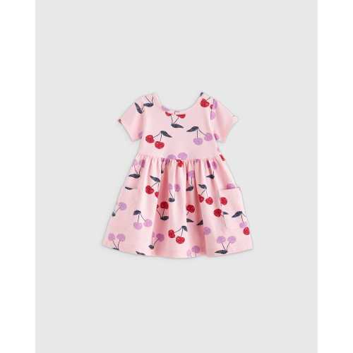 Organic Cotton Fit and Flare Pocket Dress - Baby Girl in Cherries