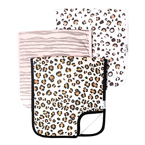 Copper Pearl Premium Baby Burp Cloths - 3-Pack Large Cotton Burp Cloths, Extra Soft Spit Up Rags with 3 Absorbent Layers, Perfect for Baby Boy and Baby Girl Gifts (21" x 10" Size, Zara Set)