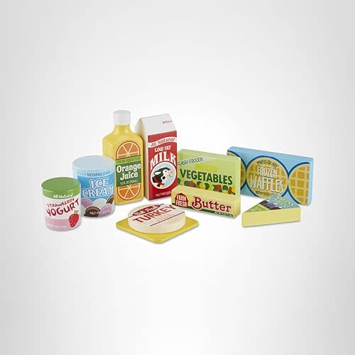 Melissa & Doug Fridge Food, Wooden Play Food for Kids Kitchen Playset, Play Kitchen Accessories, Preschool Toys for Girls & Boys Ages 3+