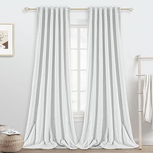 Static White 100% Blackout Curtains 108 Inches Long, Rod Pocket Extra Long Thermal Insulated 2 Panels Window Curtains, Back Tab Soundproof Room Darkening Drapes 9 FT for Living Room