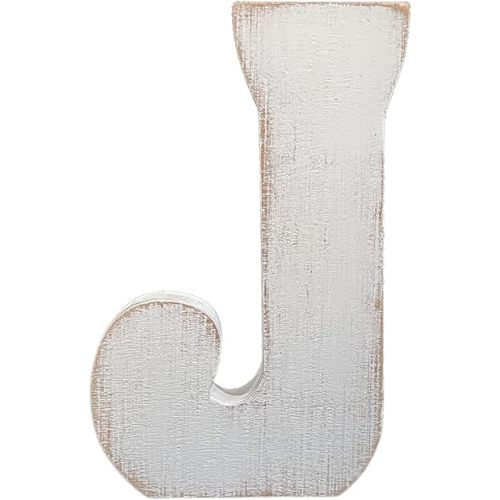 ABELOTS Large Wood Letter Distressed White Wash Alphabet Wall Décor Monogram Letter Alphabet Letters Free Standing Letters Wall Letters (J)