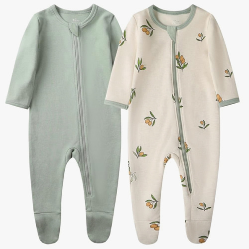 O2 BABY Baby Boys Girls Organic Cotton Zip-Front Sleeper Pajamas, Footed Sleep 'n Play