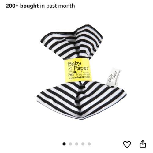Original Baby Paper - Crinkle Teether and Sensory Toy for Babies and Infants | Black and White Stripes | Non-Toxic, Washable | Great for Baby Showers