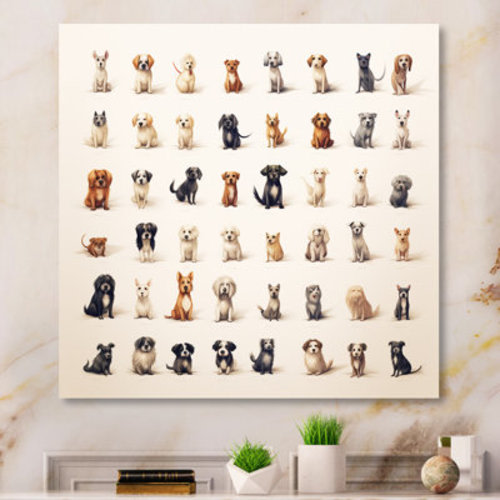 Lark Manor Grey Childrens Dog Puppy Nursery Pattern I - Fractal Metal Wall Art Print | Wayfair