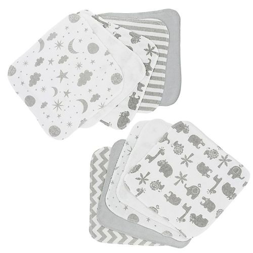 Spasilk® 10-Pack Celestial Washcloths in Grey