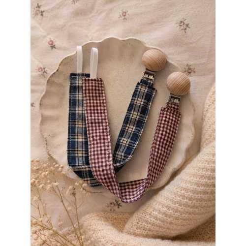 Fabric Pacifier Clip | Neutral Baby Pacifier Holder | Plaid & Gingham Pacifier Strap | Wooden Clip | Baby Shower Gift | Boy Nursery