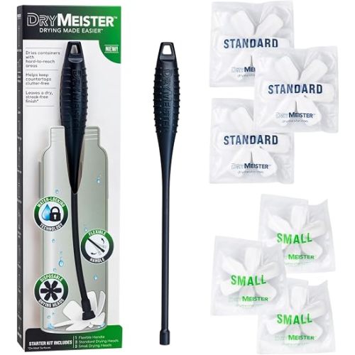 Starter Kit - Bottle Dryer Dries Inside Water Bottles, Wine Glasses, Decanters, Travel Mugs, Water Bladders, Baby Bottles, Vases - Reusable.