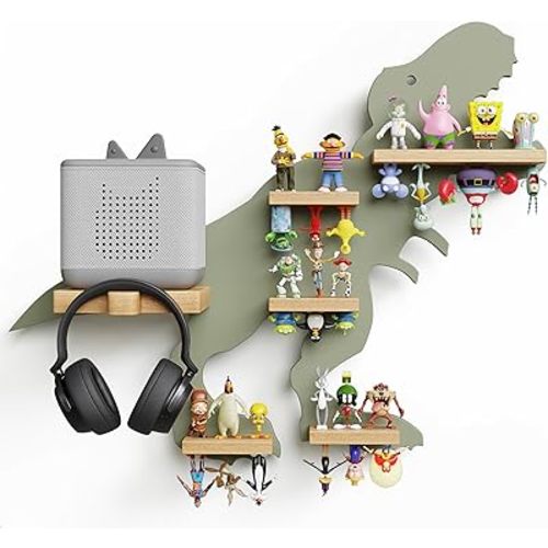Tonies Storage Shelf - 30+ Capacity Tonies Shelf Magnetic with Top and Upside Down Magnet Floating Station - Tonie Box Storage for Accessories, Toniebox Character Holder (Dinosaur)