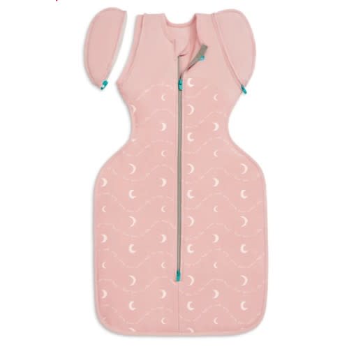 Swaddle Up™ Transition Bag 1.5 TOG Cotton. Dusty Pink Moon and Back, Large