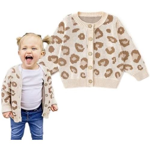 Simplee kids Baby Sweater Animal Leopard Printed Baby Cardigan for Autumn Fall