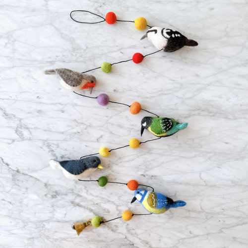 Handmade Wool Felt Bird Garland, Nursery Decor, Waldorf Inspired