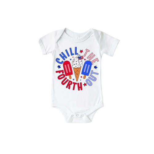 Chill The Fourth Out Graphic Bodysuit & Kids Tee | White