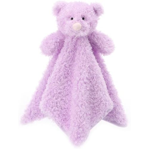 Apricot Lamb Purple Peach Bear Soft Loveys Security Blanket for Babies, Baby Boy and Girl, 14x14 Inches for Infant and Toddlers