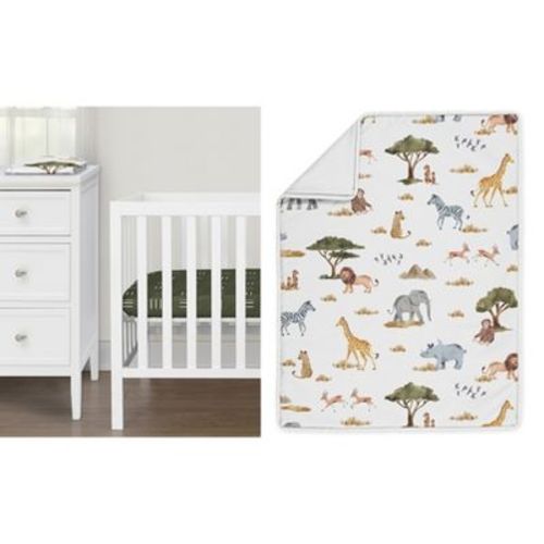 Sweet Jojo Designs Gender Neutral Unisex Baby Mini Crib Bedding Set - Jungle Multicolor 3pc