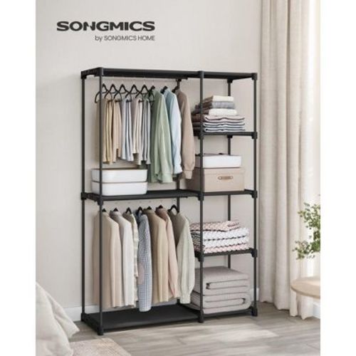 SONGMICS Portable Closet, Freestanding Closet Organizer, Clothes Rack with Shelves, Hanging Rods, Storage Organizer, 48.8 x 16.9 x 71.7 Inches, Black