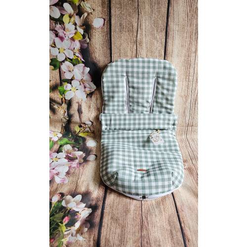 Stroller bag, stroller footmuff, water green gingham fabric
