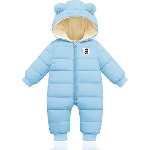XMWEALTHY Baby Clothes Cute Infant Toddler Snowsuit Warm Newborn Boy Girl Winter Coats Hooded Zip Jumpsuit