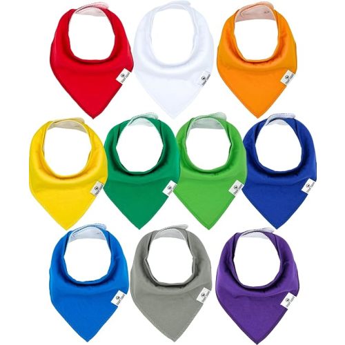 Diaper Squad 10-Pack Organic Cotton Baby Bibs for Baby Boy, Girl