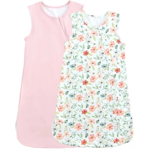 JiAmy Baby Sleep Sack 0-24 Months, 1.0 TOG Lyocell Wearable Blanket, Double Layer Sleep Bag with 2-Way Zipper, 2 Pack