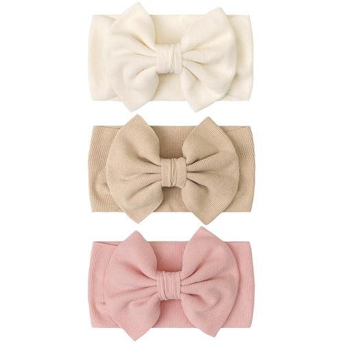 JOYOYO 3 Pcs Soft Wide-Knit Baby Headbands with Large Bow Hair Accessories for Newborn, Infant, Toddler, Kids