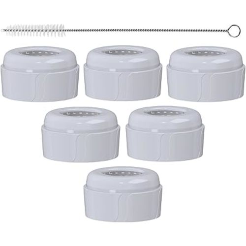 6pcs Replacement Baby Bottle Nipple Ring Collars w/Cleaning Brush for Dr. Brown's Narrow Bottles 4oz & 8oz | 1 Count(Pack of 6) BPA Free | Plastic & Glass Bottles | Mess-Free No Leak or Spills Collars