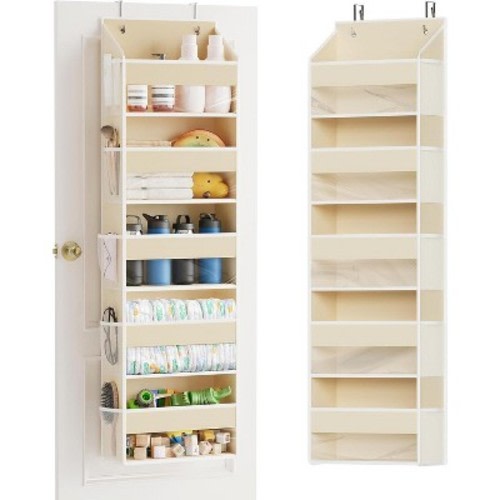 SpaceAid Over the Door Organizer – 5 Pocket Hanging Storage with Mesh Sides and Clear Windows
