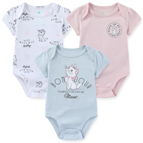 Disney The Aristocats Marie the Cat Baby Girls 3 Pack Bodysuit for Newborn and Infant