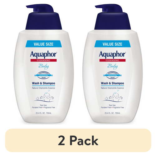 (2 pack) Aquaphor Baby Wash & Shampoo, Fragrance Free and Tear Free for Baby's Sensitive Skin, 25.4 fl oz