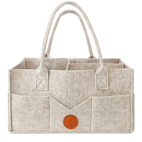 Maliton Baby Diaper Caddy Organizer for Changing Table, Nursery Storage Bin Basket with Handle, Felt Diaper Organizer Suitable for Indoor Outdoor (Khaki)