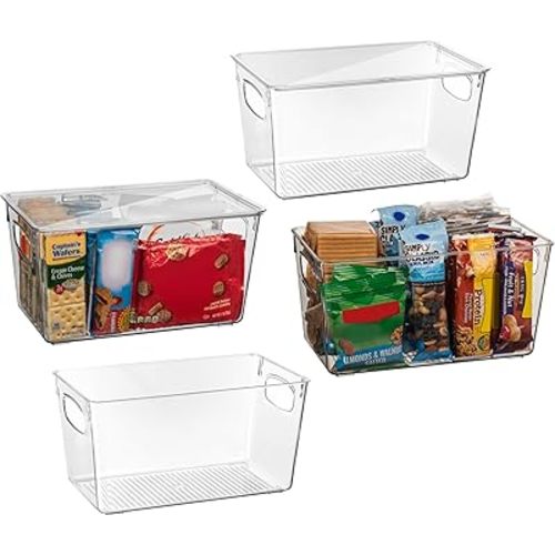 ClearSpace Plastic Pantry Organization and Storage Bins with Lids – Perfect Kitchen Organization or Kitchen Storage – Fridge Organizer, Refrigerator Organizer Bins, Cabinet Organizers