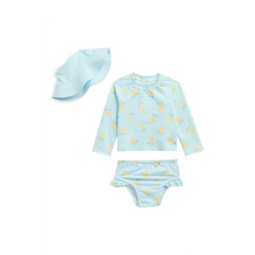Lemon Two-Piece Rashguard Swimsuit & Bucket Hat Set (Women) | Nordstromrack
