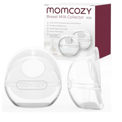 Momcozy Breast Milk Collector, Milk Collectors for Breastfeeding, Reusable Breast Milk Shells, Silicone Catcher with More Fit & Soft (3oz/90ml, 2 Counts)