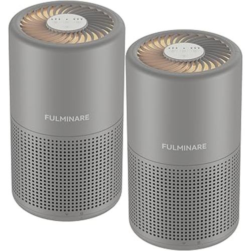 FULMINARE Air Purifiers for Home H13 True HEPA Air Filter Quiet Air Cleaner With Night Light Portable Small Air Purifier for Bedroom Office Living Room (Gray 2 Pack)