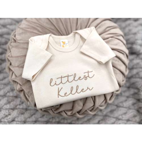 Embroidered Littlest Baby Bodysuit Custom • Littlest Baby Girl Bodysuit • Littlest Baby Boy Bodysuit • Littlest Baby Announcement to Friends