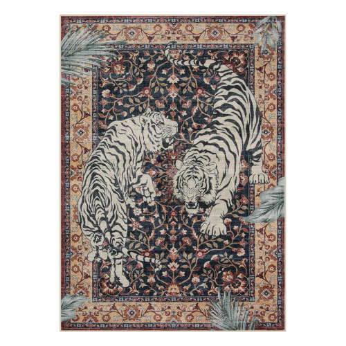 Rava Washable Wild Tiger Brown Rug - Lahome