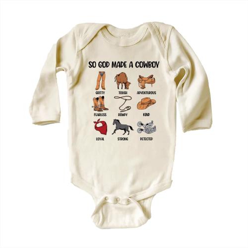 So God Made a Cowboy Baby Bodysuit, Baby Shirt, Toddler Sweatshirt - Western Ranch Hand Outfit, Farm Baby Shower Gift, Country Cowboy Baby