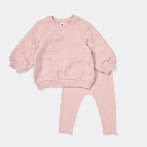 Dymples Baby Jacquard Heart Jumper & Legging Set - Dusky Pink - Size 00
