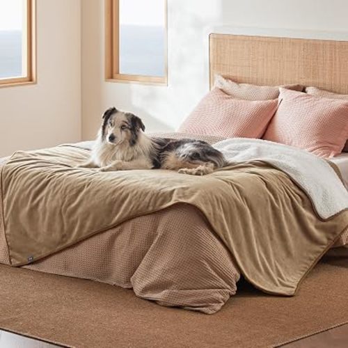 Bedsure Waterproof Blanket for Bed Soft Sherpa Fleece Throw,Twin 80"x60"