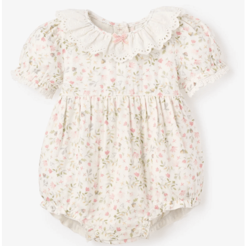 Folklore Floral Organic Muslin Bubble WHITE / 6-9M